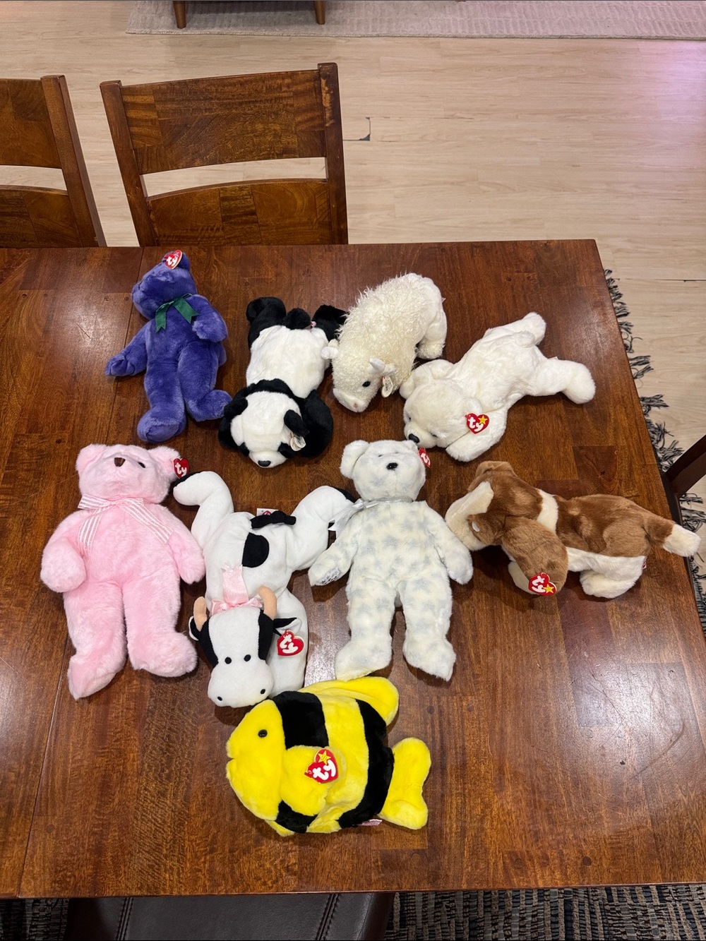Lot of 9 Large Beanie Buddies. All still have orig Ty Red Heart Tag